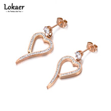 Load image into Gallery viewer, DAMJANA - Lokaer Sparkling Mosaic CZ Crystal Heart Earrings Trendy Stainless Steel Rhinestone Earrings Jewelry For Women Girls E18109
