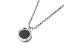 Load image into Gallery viewer, Stainless steel necklace comes in a rose gold and silver colour. It is made of fine beaded chain which is adorned with a statement medallion. Medallion is made of shell and is rotatable. It can be worn on two sides, black and white. The necklace is perfect for daily outfits as well as to light up your night dress. It has lobster clasp.
