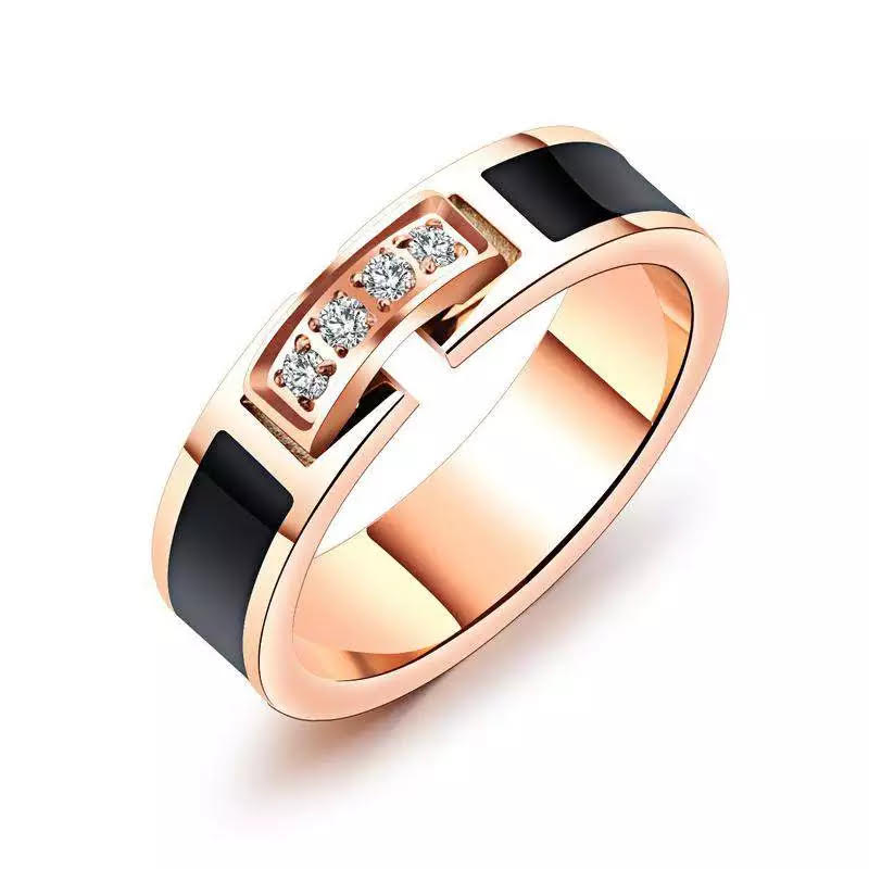 Trendy Stainless Steel Wedding Ring Rose Gold Color Ring For Women AAA+ Cubic Zirconia Female Engagement Jewelry R19103